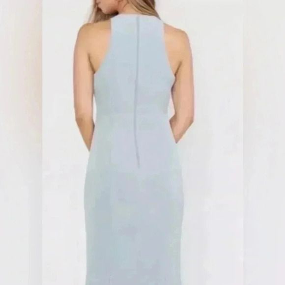 Show Me Your Mumu - NWT Chicago High Neck Gown Bridal Silver Sage Stretch Crepe - Picture 3 of 5